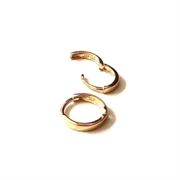 14k REAL Yellow Gold 2mm Thickness Huggie Hoops Earrings (11 x 11 mm) Real Gold - Picture 4 of 9